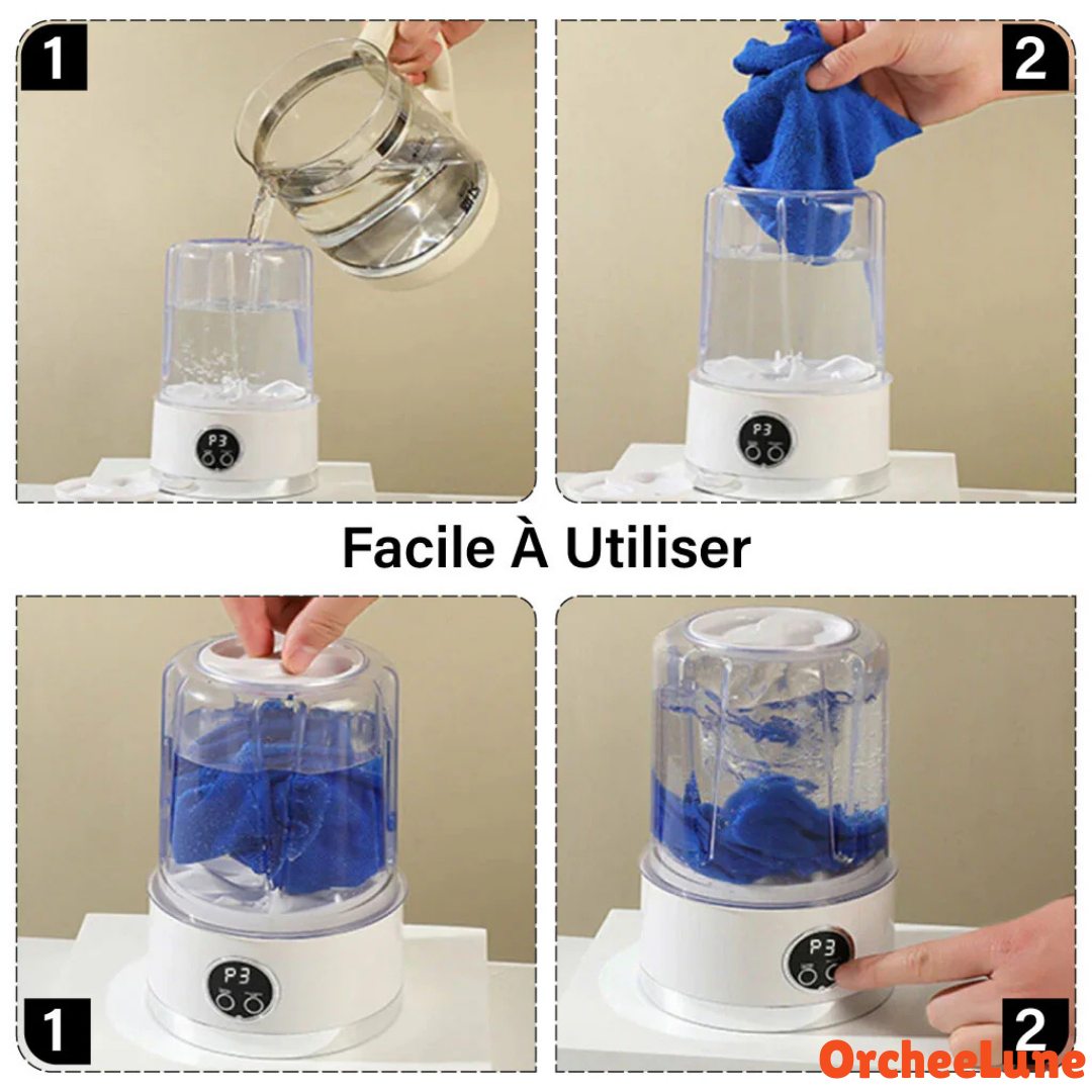 Mini Machine à Laver Intelligente Sans Fil Compacte Pratique et Efficace